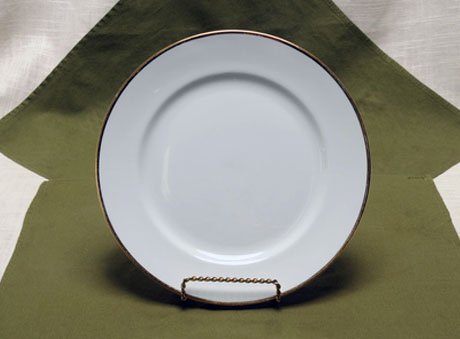 10” White China with Gold Rim Dinner Plate