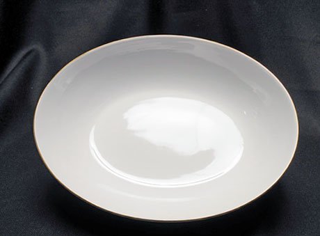 White China with Gold Rim Oval Serving Bowl