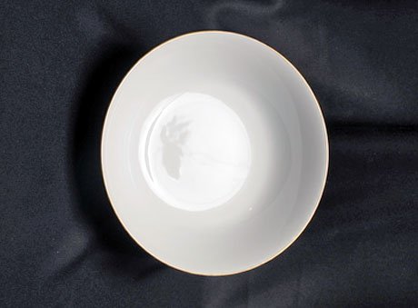 12” White China with Gold Rim Serving Bowl
