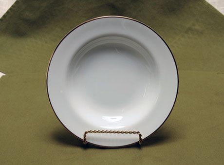 8 1/2” White China with Gold Rim Soup Bowl