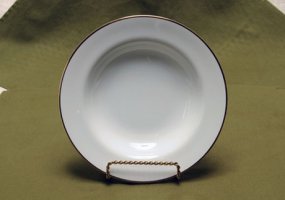 8 1/2” White China with Gold Rim Soup Bowl